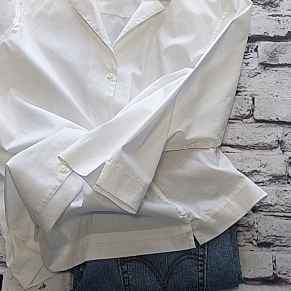 Eddie Bauer | 3/4 Sleeve White Button Front Shirt